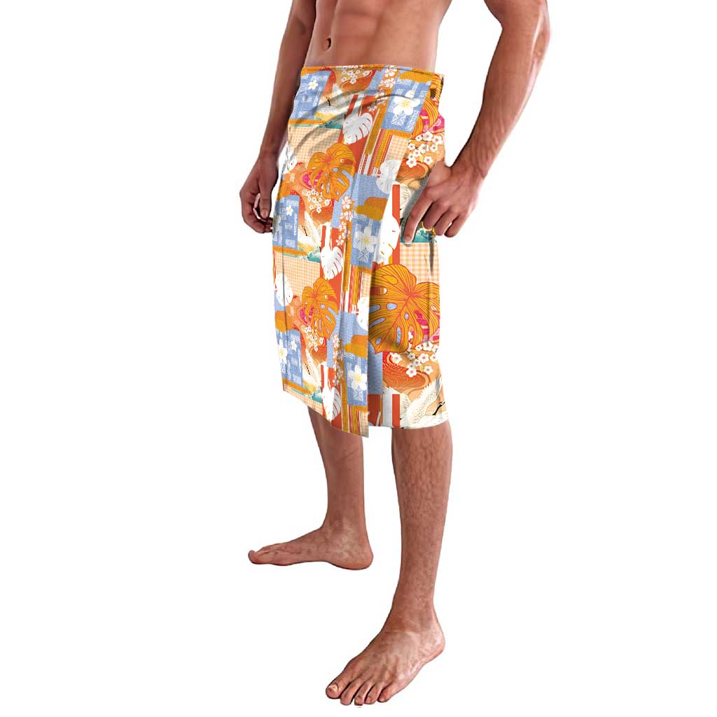 Hawaiian and Japanese Culture Together Lavalava Palaka Japanese Art and Tropical Motif Tribal Patchwork