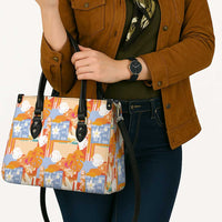 Hawaiian and Japanese Culture Together Leather Bag Palaka Japanese Art and Tropical Motif Tribal Patchwork