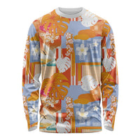 Hawaiian and Japanese Culture Together Long Sleeve Shirt Palaka Japanese Art and Tropical Motif Tribal Patchwork LT03 Unisex Multicolor - Polynesian Pride