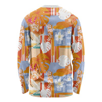 Hawaiian and Japanese Culture Together Long Sleeve Shirt Palaka Japanese Art and Tropical Motif Tribal Patchwork LT03 - Polynesian Pride