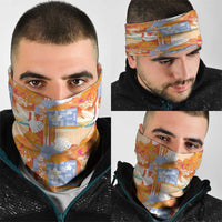 Hawaiian and Japanese Culture Together Neck Gaiter Palaka Japanese Art and Tropical Motif Tribal Patchwork