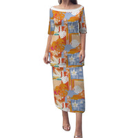 Hawaiian and Japanese Culture Together Puletasi Palaka Japanese Art and Tropical Motif Tribal Patchwork LT03 Long Dress Multicolor - Polynesian Pride