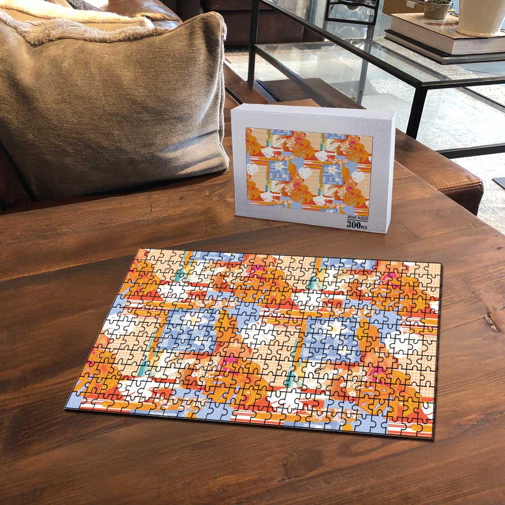 Hawaiian and Japanese Culture Together Puzzle Palaka Japanese Art and Tropical Motif Tribal Patchwork