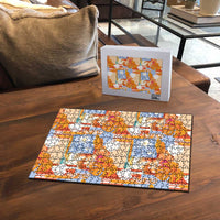 Hawaiian and Japanese Culture Together Puzzle Palaka Japanese Art and Tropical Motif Tribal Patchwork