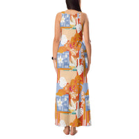 Hawaiian and Japanese Culture Together Tank Maxi Dress Palaka Japanese Art and Tropical Motif Tribal Patchwork