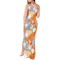 Hawaiian and Japanese Culture Together Tank Maxi Dress Palaka Japanese Art and Tropical Motif Tribal Patchwork