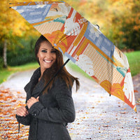 Hawaiian and Japanese Culture Together Umbrella Palaka Japanese Art and Tropical Motif Tribal Patchwork