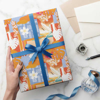 Hawaiian and Japanese Culture Together Wrapping Paper Palaka Japanese Art and Tropical Motif Tribal Patchwork