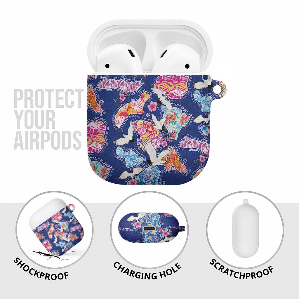Hawaiian and Japanese Culture Together AirPods Case Hawaiian Archipelago Shape Sea Animals