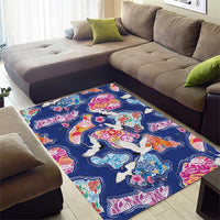 Hawaiian and Japanese Culture Together Area Rug Hawaiian Archipelago Shape Sea Animals