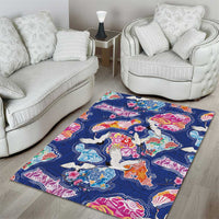 Hawaiian and Japanese Culture Together Area Rug Hawaiian Archipelago Shape Sea Animals