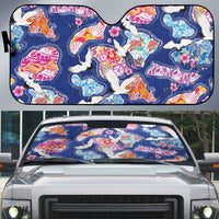 Hawaiian and Japanese Culture Together Auto Sun Shade Hawaiian Archipelago Shape Sea Animals