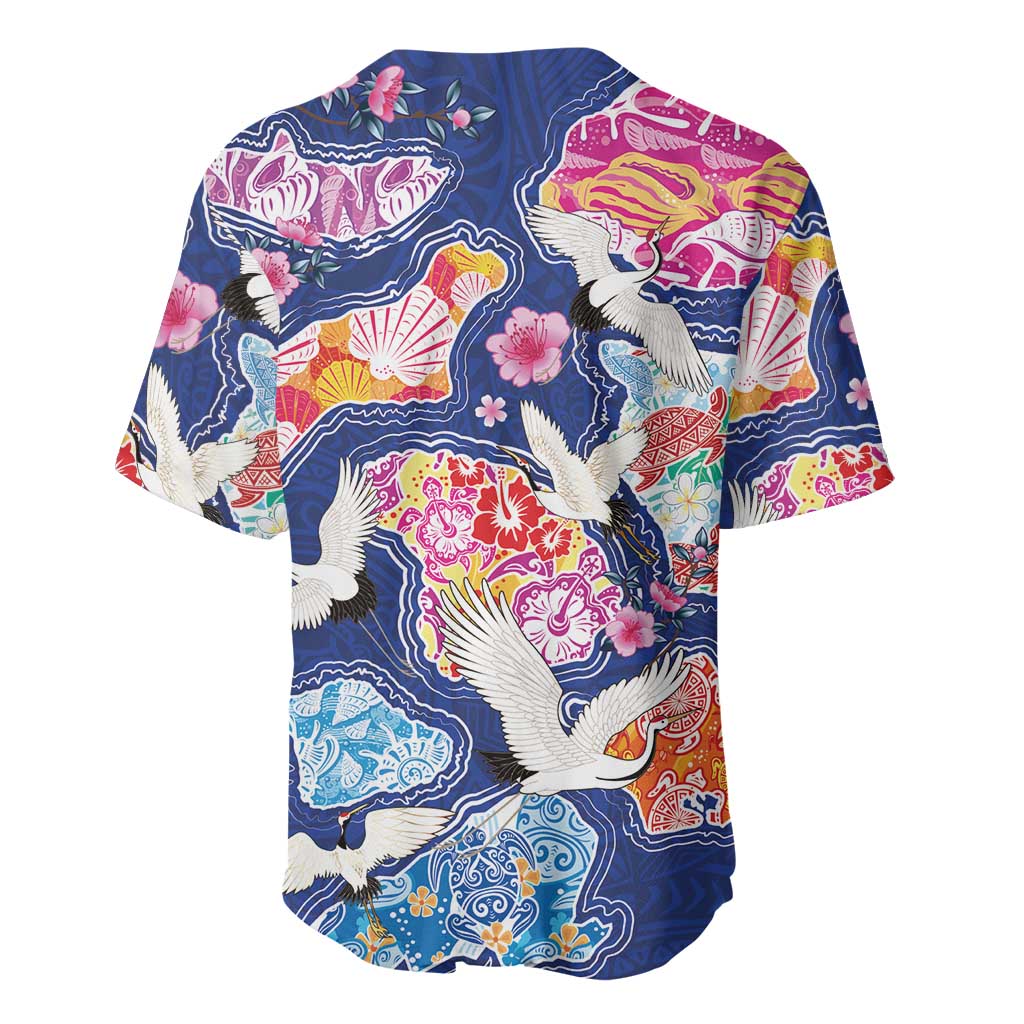 Hawaiian and Japanese Culture Together Baseball Jersey Hawaiian Archipelago Shape Sea Animals LT03 - Polynesian Pride