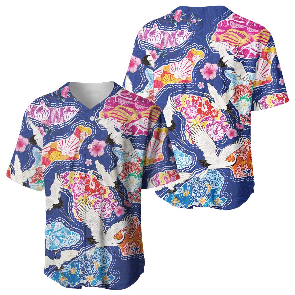 Hawaiian and Japanese Culture Together Baseball Jersey Hawaiian Archipelago Shape Sea Animals LT03 - Polynesian Pride