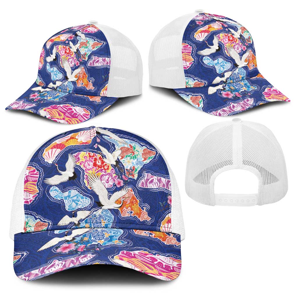 Hawaiian and Japanese Culture Together Baseball Net Cap Hawaiian Archipelago Shape Sea Animals