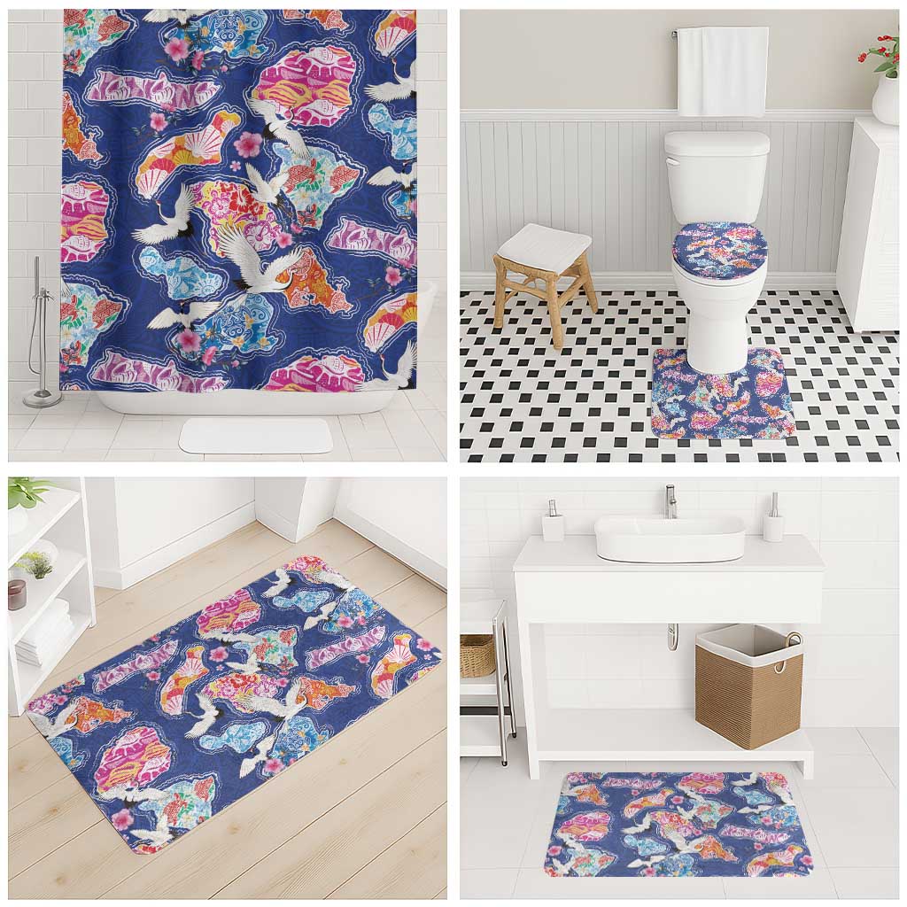 Hawaiian and Japanese Culture Together Bathroom Set Hawaiian Archipelago Shape Sea Animals LT03 - Polynesian Pride