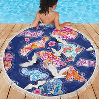 Hawaiian and Japanese Culture Together Beach Blanket Hawaiian Archipelago Shape Sea Animals LT03 - Polynesian Pride