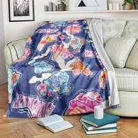 Hawaiian and Japanese Culture Together Blanket Hawaiian Archipelago Shape Sea Animals LT03 Multicolor - Polynesian Pride
