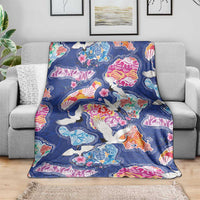 Hawaiian and Japanese Culture Together Blanket Hawaiian Archipelago Shape Sea Animals LT03 - Polynesian Pride