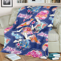 Hawaiian and Japanese Culture Together Blanket Hawaiian Archipelago Shape Sea Animals LT03 - Polynesian Pride