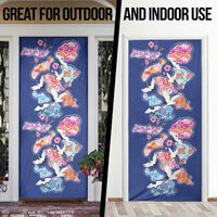 Hawaiian and Japanese Culture Together Door Cover Hawaiian Archipelago Shape Sea Animals