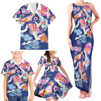 Hawaiian and Japanese Culture Together Family Matching Tank Maxi Dress and Hawaiian Shirt Hawaiian Archipelago Shape Sea Animals LT03 - Polynesian Pride