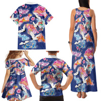 Hawaiian and Japanese Culture Together Family Matching Tank Maxi Dress and Hawaiian Shirt Hawaiian Archipelago Shape Sea Animals LT03 - Polynesian Pride