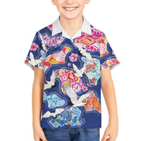 Hawaiian and Japanese Culture Together Family Matching Tank Maxi Dress and Hawaiian Shirt Hawaiian Archipelago Shape Sea Animals LT03 Son's Shirt Multicolor - Polynesian Pride