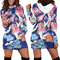 Hawaiian and Japanese Culture Together Hoodie Dress Hawaiian Archipelago Shape Sea Animals LT03 - Polynesian Pride