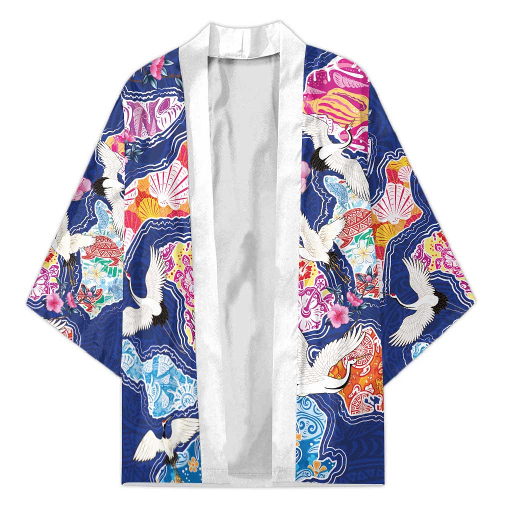 Hawaiian and Japanese Culture Together Kimono Hawaiian Archipelago Shape Sea Animals LT03 Unisex Multicolor - Polynesian Pride
