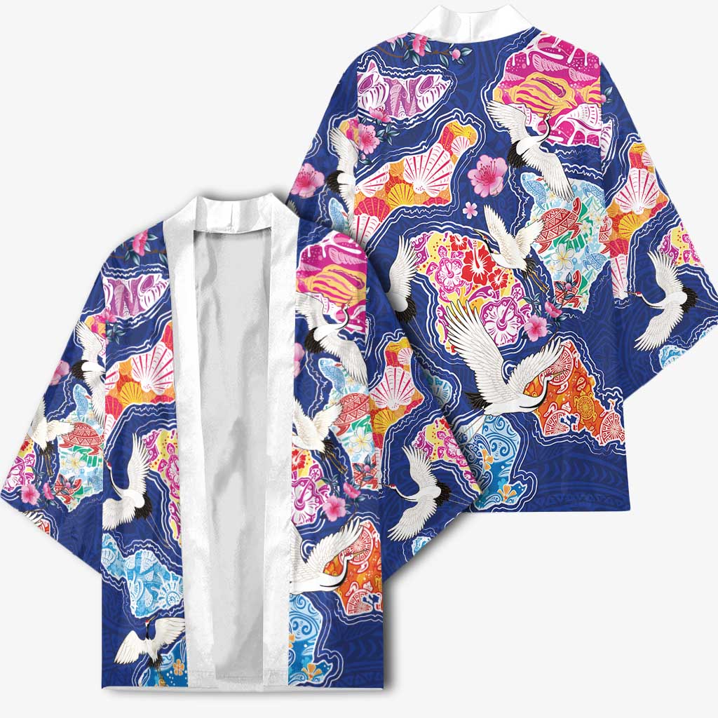 Hawaiian and Japanese Culture Together Kimono Hawaiian Archipelago Shape Sea Animals LT03 - Polynesian Pride