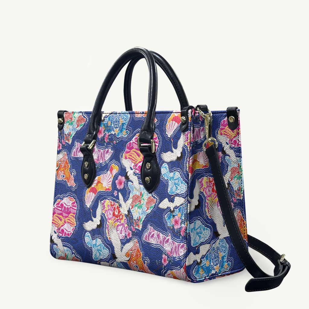 Hawaiian and Japanese Culture Together Leather Bag Hawaiian Archipelago Shape Sea Animals