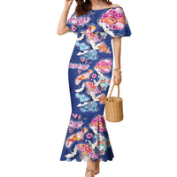 Hawaiian and Japanese Culture Together Mermaid Dress Hawaiian Archipelago Shape Sea Animals