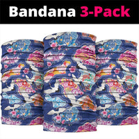 Hawaiian and Japanese Culture Together Neck Gaiter Hawaiian Archipelago Shape Sea Animals LT03 package One Size: 25*50cm Multicolor - Polynesian Pride