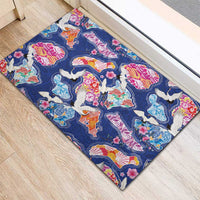 Hawaiian and Japanese Culture Together Rubber Doormat Hawaiian Archipelago Shape Sea Animals