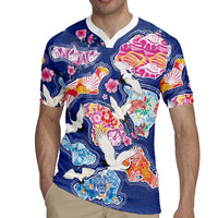 Hawaiian and Japanese Culture Together Rugby Jersey Hawaiian Archipelago Shape Sea Animals