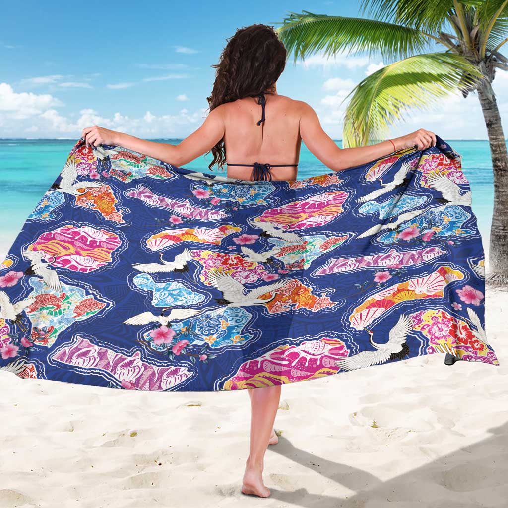 Hawaiian and Japanese Culture Together Sarong Hawaiian Archipelago Shape Sea Animals LT03 - Polynesian Pride