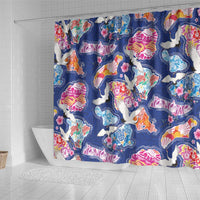 Hawaiian and Japanese Culture Together Shower Curtain Hawaiian Archipelago Shape Sea Animals