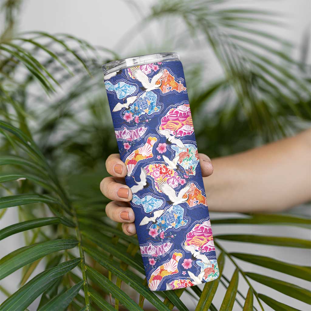 Hawaiian and Japanese Culture Together Skinny Tumbler Hawaiian Archipelago Shape Sea Animals