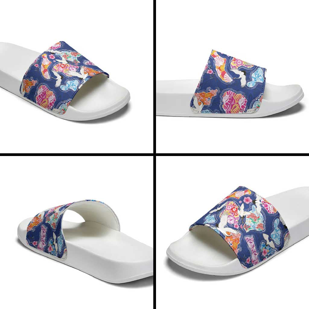 Hawaiian and Japanese Culture Together Slide Sandals Hawaiian Archipelago Shape Sea Animals