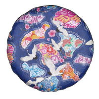 Hawaiian and Japanese Culture Together Spare Tire Cover Hawaiian Archipelago Shape Sea Animals