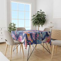 Hawaiian and Japanese Culture Together Tablecloth Hawaiian Archipelago Shape Sea Animals