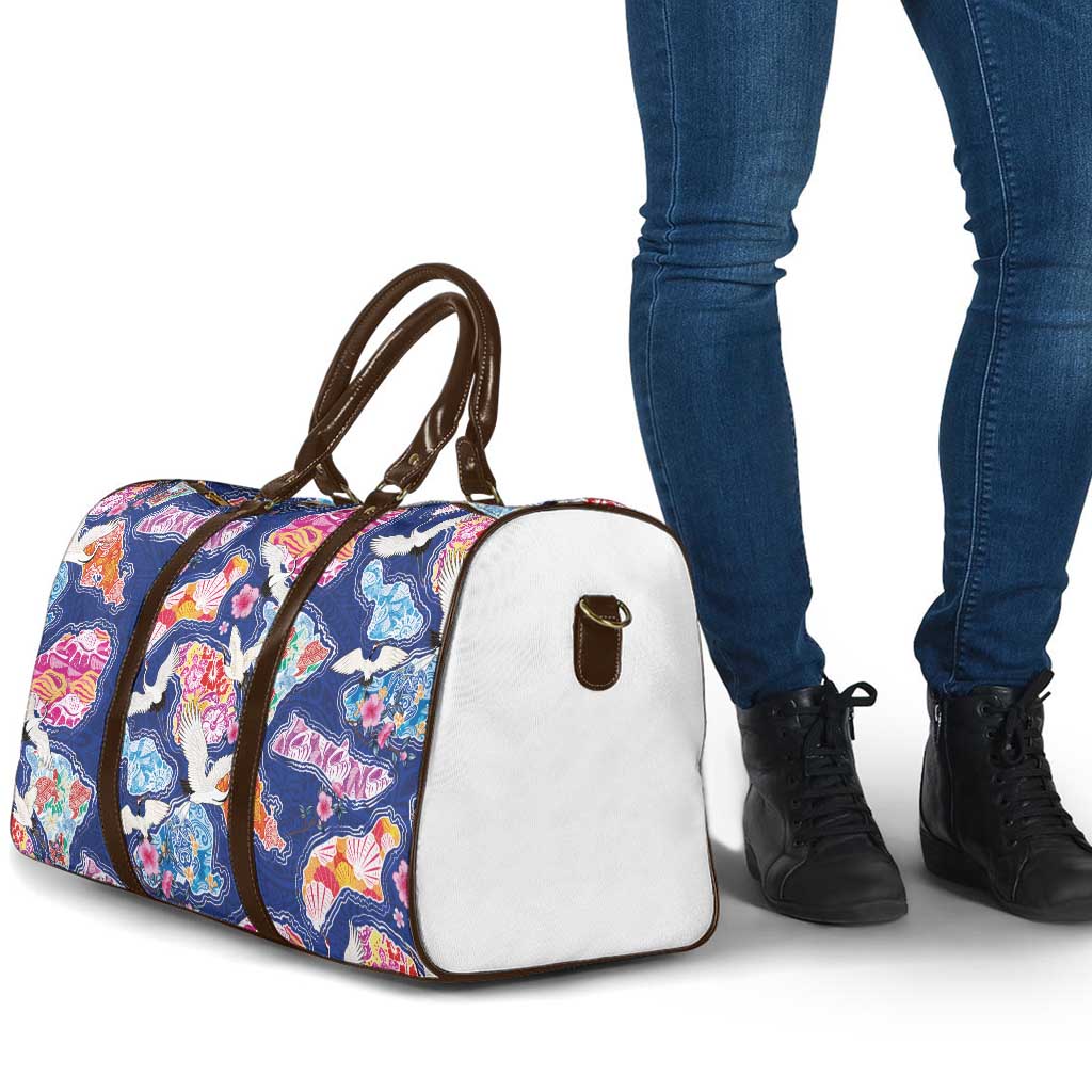 Hawaiian and Japanese Culture Together Travel Bag Hawaiian Archipelago Shape Sea Animals