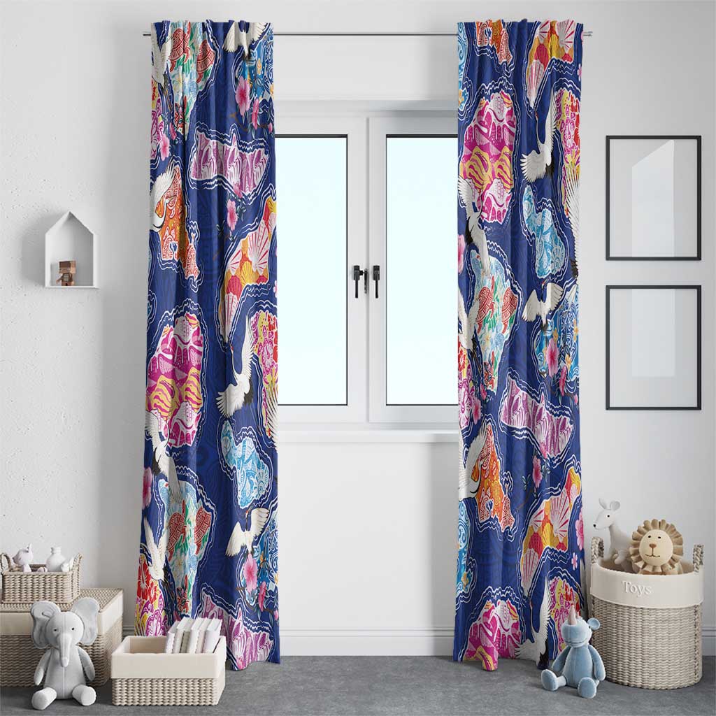 Hawaiian and Japanese Culture Together Window Curtain Hawaiian Archipelago Shape Sea Animals