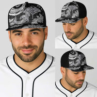 New Zealand Sea Animals with Maori Tribal Tattoo Baseball Net Cap Shark Manta Ray with Silver Fern Black