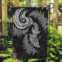 New Zealand Sea Animals with Maori Tribal Tattoo Garden Flag Shark Manta Ray with Silver Fern Black