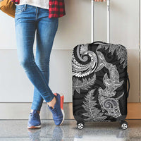 New Zealand Sea Animals with Maori Tribal Tattoo Luggage Cover Shark Manta Ray with Silver Fern Black