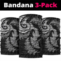 New Zealand Sea Animals with Maori Tribal Tattoo Neck Gaiter Shark Manta Ray with Silver Fern Black