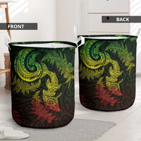 New Zealand Sea Animals with Maori Tribal Tattoo Laundry Basket Shark Manta Ray with Silver Fern Reggae