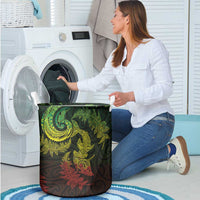 New Zealand Sea Animals with Maori Tribal Tattoo Laundry Basket Shark Manta Ray with Silver Fern Reggae